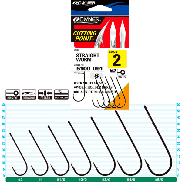 Owner Straight Shank Worm #4/0