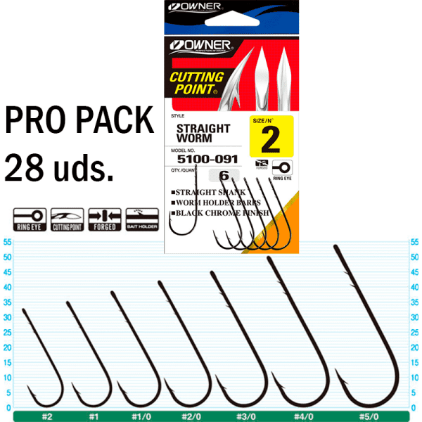 Owner Straight Shank Worm #4/0 Pro Pack