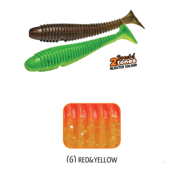 RIBBED SWING SHAD 95mm <i class="destaque-color">Color Red & Yellow #86</i>