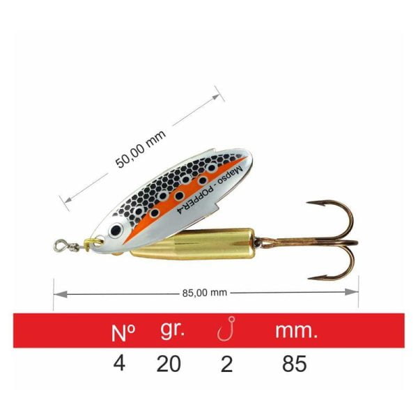POPPER LASTRADA  20g  <i class="destaque-color">COLOR PLATA-NARANJA/NEGRO </i> - Imagen 2