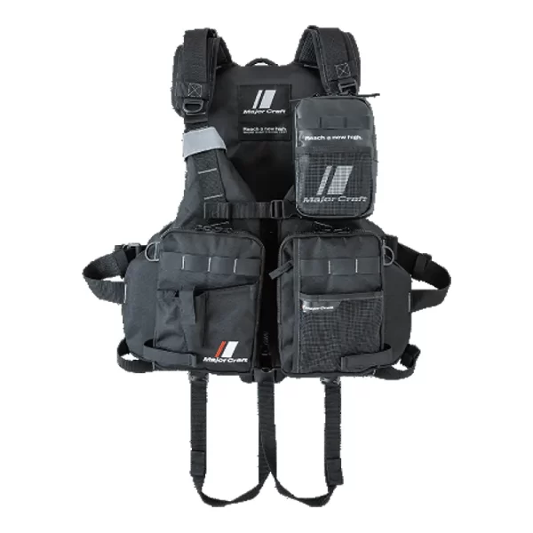 CHALECO DE PESCA MAJORCRAFT OKAPPARI PRO COLOR NEGRO CON LOGO MAJORCRAFT