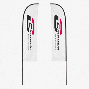 BANDERA PROMOCIONAL DOBLE CARA LOGO CINNETIC