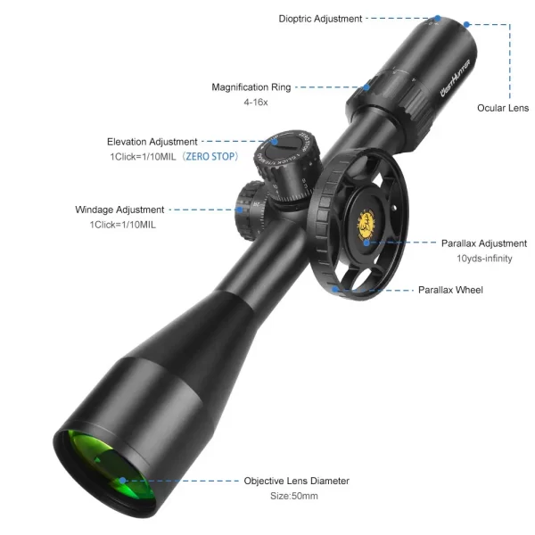 Mira Telescópica WH027 HD Gen2 4-16X50 FFP Zero Stop - Imagen 8