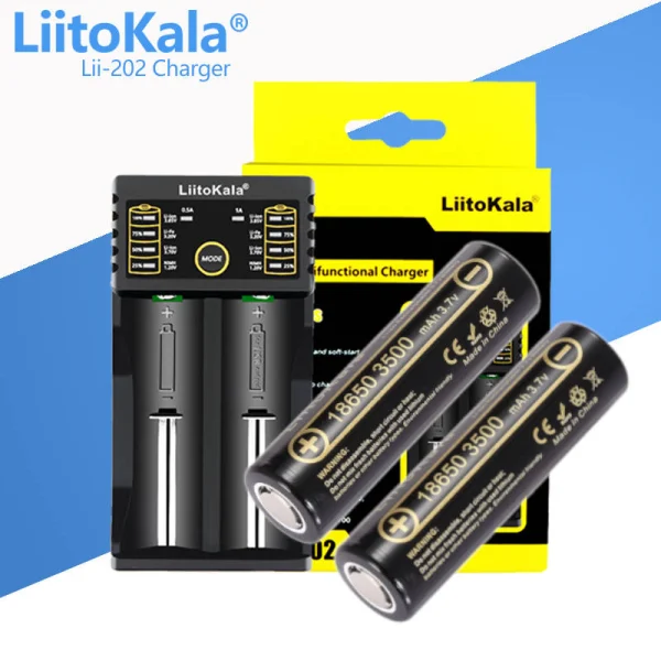 Pack Pila 18650 y Cargador Doble Liitokala