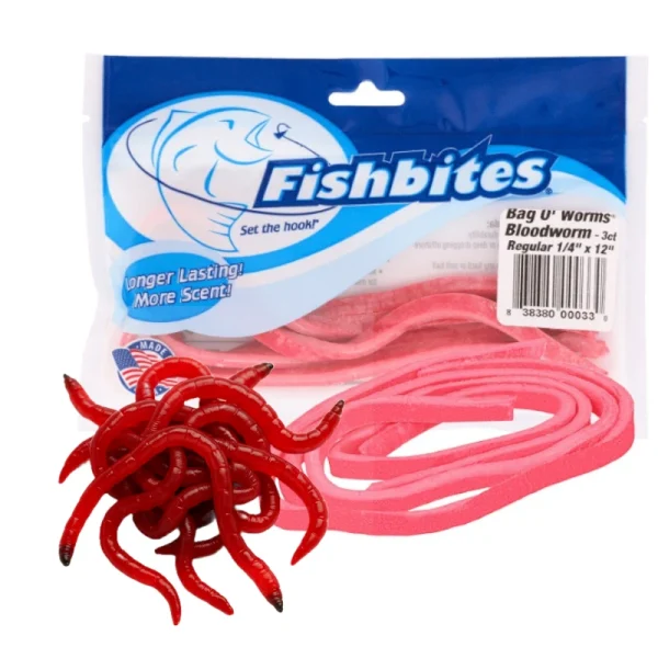 FishBites Bloodworm 1/4in Long Lasting Red ESENCIA DE GUSANO DE SANGRE