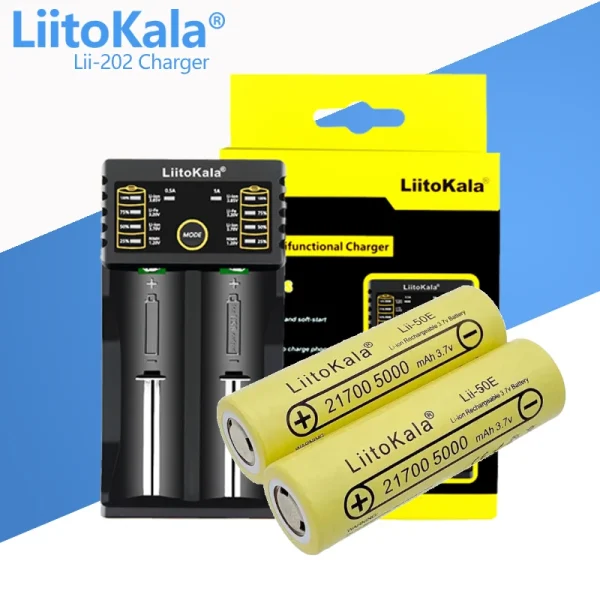 Pack Pila 21700 y Cargador Doble Liitokala
