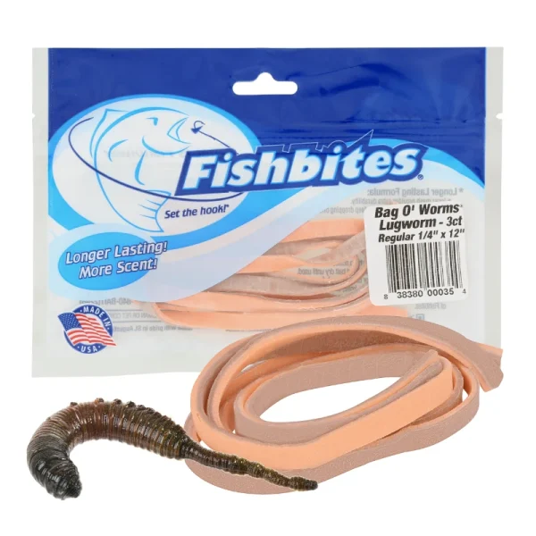 FishBites Lugworm 1/4in Long Lasting Brown & Orange ESENCIA DE LOMBRIZ DE BARRO
