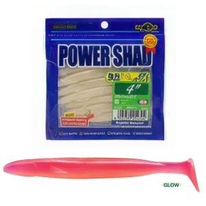 Vinilo EcoGear Power Shad 4" COLOR 102 GLOW/PINK BACK