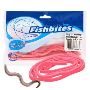 FishBites Bloodworm 1/4in Long Lasting Red ESENCIA DE LOMBRIZ DE SANGRE