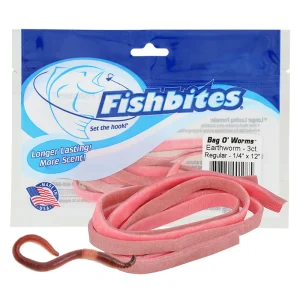 FishBites Earthworm 1/4in Long Lasting Brown & Pink ESENCIA DE LOMBRIZ DE TIERRA